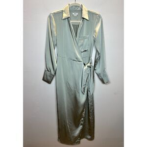 Jason Wu Women's Size XS Olive Tie Long Sleeve Midi Dress EUC